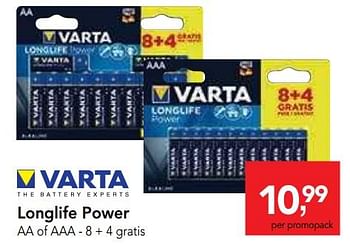 Promoties Longlife power - Varta - Geldig van 05/06/2019 tot 18/06/2019 bij Makro