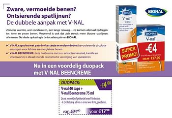 Promoties V-nal 40 caps + v-nal beencreme 75 m - Bional - Geldig van 03/06/2019 tot 30/06/2019 bij Mannavita