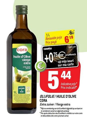 Promotions Olijfolie - huile d`olive cora - Produit maison - Match - Valide de 05/06/2019 à 18/06/2019 chez Match
