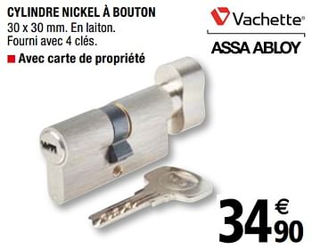 Promotions Cylindre nickel à bouton - Produit Maison - Brico Depot - Valide de 01/04/2019 à 31/12/2019 chez Brico Depot