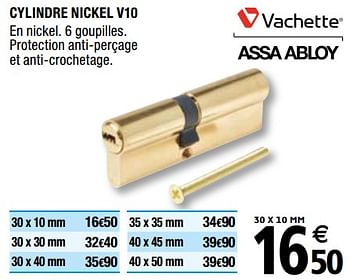 Promotions Cylindre nickel v10 - Produit Maison - Brico Depot - Valide de 01/04/2019 à 31/12/2019 chez Brico Depot