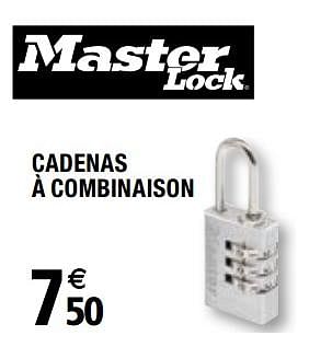 Promotions Cadenas à combinaison - Master Lock - Valide de 01/04/2019 à 31/12/2019 chez Brico Depot