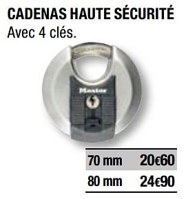 Promoties Cadenas haute sécurité - Master Lock - Geldig van 01/04/2019 tot 31/12/2019 bij Brico Depot