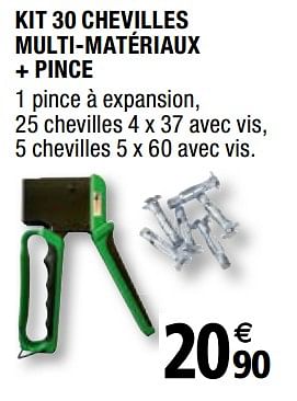 Promotions Kit 30 chevilles multi-matériaux + pince - Produit Maison - Brico Depot - Valide de 01/04/2019 à 31/12/2019 chez Brico Depot