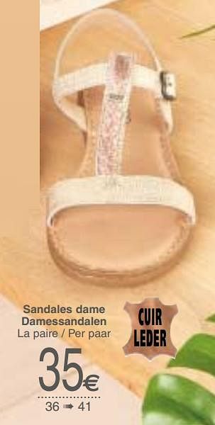 Promotions Sandales dame damessandalen - Produit maison - Cora - Valide de 04/06/2019 à 17/06/2019 chez Cora