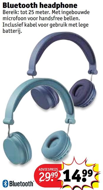 Promoties Bluetooth headphone - Huismerk - Kruidvat - Geldig van 04/06/2019 tot 16/06/2019 bij Kruidvat