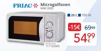 Promoties Friac microgolfoven miw 2005 - Friac - Geldig van 01/06/2019 tot 30/06/2019 bij Eldi