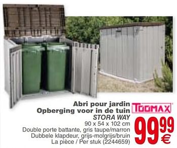 Promoties Abri pour jardin opberging voor in de tuin stora way - Toomax - Geldig van 04/06/2019 tot 17/06/2019 bij Cora