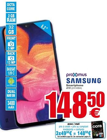 Promoties Samsung smartphone a10 - Samsung - Geldig van 04/06/2019 tot 17/06/2019 bij Cora