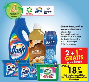 Promoties Vloeibaar wasmiddel 3 in 1 pods stralende kleuren dash - Dash - Geldig van 05/06/2019 tot 17/06/2019 bij Carrefour