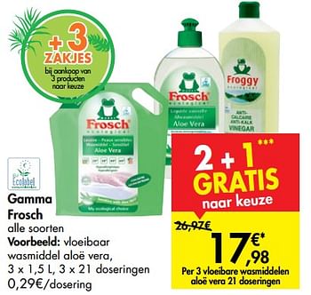 Promoties Vloeibaar wasmiddel aloë vera - Frosch - Geldig van 05/06/2019 tot 17/06/2019 bij Carrefour