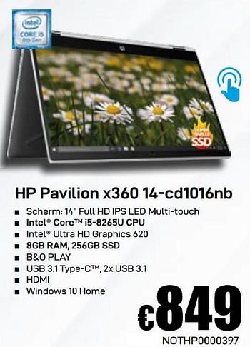 Promoties Hp pavilion x360 14-cd1016nb - HP - Geldig van 03/06/2019 tot 30/06/2019 bij Compudeals