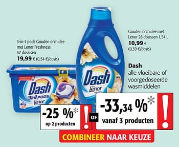 Promoties Dash alle vloeibare of voorgedoseerde wasmiddelen - Dash - Geldig van 05/06/2019 tot 18/06/2019 bij Colruyt