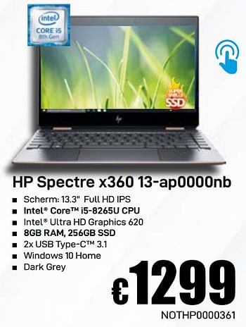 Promoties Hp spectre x360 13-ap0000nb - HP - Geldig van 03/06/2019 tot 30/06/2019 bij Compudeals