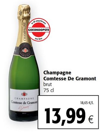 Promoties Champagne comtesse de gramont brut - Champagne - Geldig van 05/06/2019 tot 18/06/2019 bij Colruyt