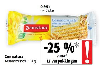 Promoties Zonnatura sesamcrunch - Zonnatura - Geldig van 05/06/2019 tot 18/06/2019 bij Colruyt
