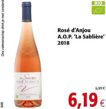 Promoties Rosé d`anjou a.o.p. la sablière 2018 - Rosé wijnen - Geldig van 05/06/2019 tot 18/06/2019 bij Colruyt