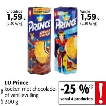 Promoties Lu prince koeken met chocoladeof vanillevulling - Lu - Geldig van 05/06/2019 tot 18/06/2019 bij Colruyt