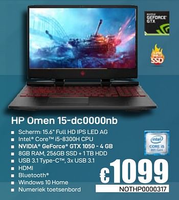 Promoties Hp omen 15-dc0000nb - HP - Geldig van 03/06/2019 tot 30/06/2019 bij Compudeals