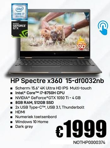 Promotions Hp spectre x360 15-df0032nb - HP - Valide de 03/06/2019 à 30/06/2019 chez Compudeals
