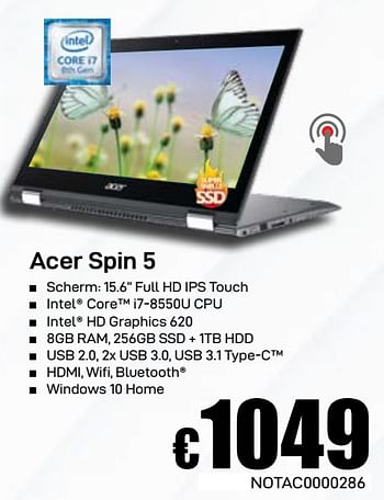Promotions Acer spin 5 - Acer - Valide de 03/06/2019 à 30/06/2019 chez Compudeals