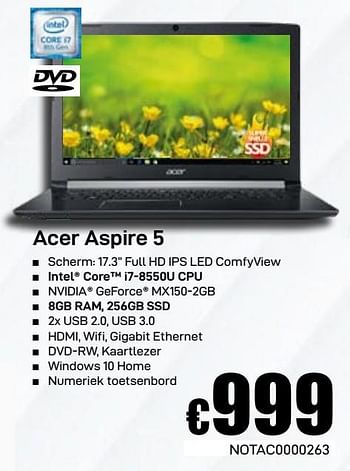 Promoties Acer aspire 5 - Acer - Geldig van 03/06/2019 tot 30/06/2019 bij Compudeals