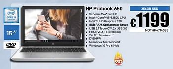Promoties Hp probook 650 256gb ssd - HP - Geldig van 03/06/2019 tot 30/06/2019 bij Compudeals