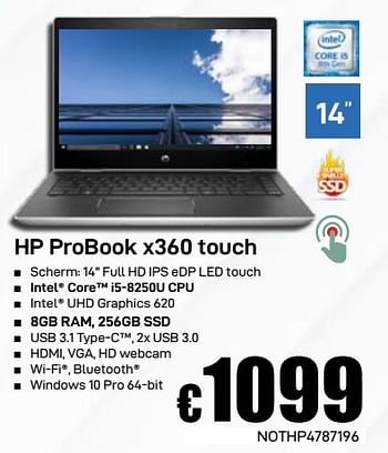 Promoties Hp probook x360 touch - HP - Geldig van 03/06/2019 tot 30/06/2019 bij Compudeals