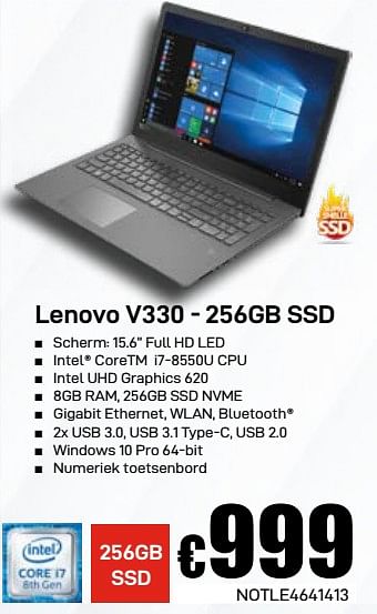 Promoties Lenovo v330 - 256gb ssd - Lenovo - Geldig van 03/06/2019 tot 30/06/2019 bij Compudeals