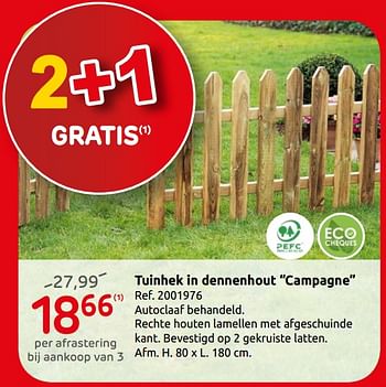 Promotions Tuinhek in dennenhout campagne - Produit maison - Brico - Valide de 12/06/2019 à 24/06/2019 chez Brico