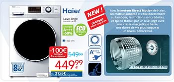 Promotions Haier lave-linge hw80-b14636 - Haier - Valide de 01/06/2019 à 30/06/2019 chez Eldi
