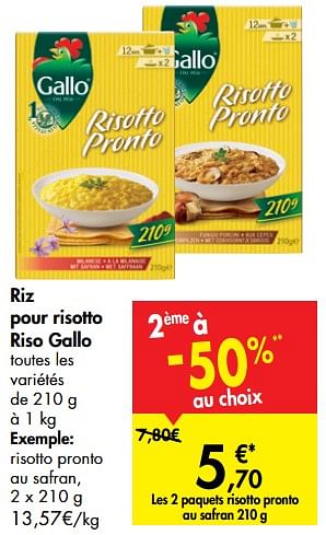 Promotions Riz pour risotto riso gallo - Riso Gallo - Valide de 05/06/2019 à 17/06/2019 chez Carrefour