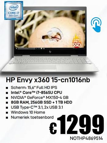 Promoties Hp envy x360 15-cn1016nb - HP - Geldig van 03/06/2019 tot 30/06/2019 bij Compudeals