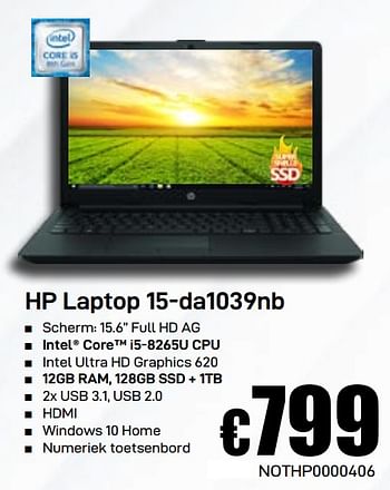 Promotions Hp laptop 15-da1039nb - HP - Valide de 03/06/2019 à 30/06/2019 chez Compudeals