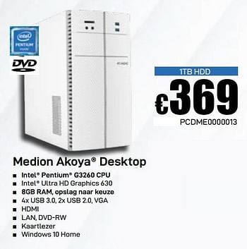 Promoties Medion akoya desktop 1tb hdd - Medion - Geldig van 03/06/2019 tot 30/06/2019 bij Compudeals