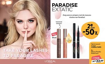 Promoties Mascara paradise extatic bruin - L'Oreal Paris - Geldig van 05/06/2019 tot 18/06/2019 bij DI