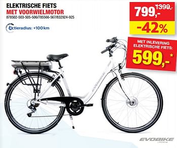 Promoties Elektrische fiets met voorwielmotor - Evobike - Geldig van 05/06/2019 tot 16/06/2019 bij Hubo