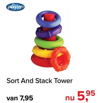 Promoties Sort and stack tower - Playgro - Geldig van 03/06/2019 tot 29/06/2019 bij Baby-Dump