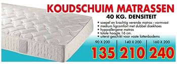 Promotions Koudschuim matrassen - Produit maison - EmDecor - Valide de 01/06/2019 à 30/06/2019 chez Emdecor