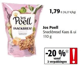 Promotions Jos poell snackbread kaas + ui - Jos Poell - Valide de 05/06/2019 à 18/06/2019 chez Colruyt
