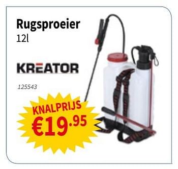 Promotions Rugsproeier 12l - Kreator - Valide de 06/06/2019 à 19/06/2019 chez Cevo Market