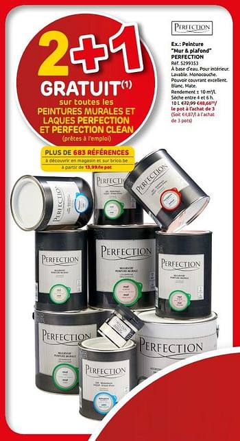 Promotions Peinture mur + plafond perfection - Perfection - Valide de 12/06/2019 à 24/06/2019 chez Brico