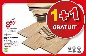 Promotions Revêtement de sol stratifié century oak thys - Thys - Valide de 12/06/2019 à 24/06/2019 chez Brico