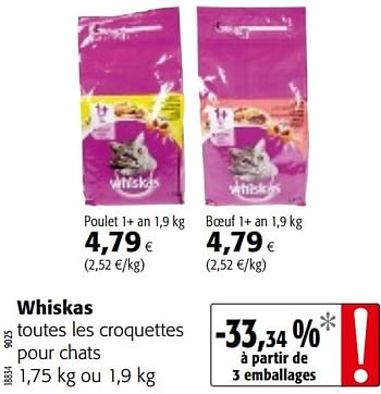 Promoties Whiskas toutes les croquettes pour chats - Whiskas - Geldig van 05/06/2019 tot 18/06/2019 bij Colruyt
