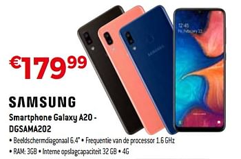 Promoties Samsung smartphone galaxy a20 - dgsama202 - Samsung - Geldig van 01/06/2019 tot 30/06/2019 bij Exellent