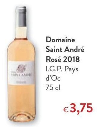 Promotions Domaine saint andré rosé 2018 ic,.p. pays d`oc - Vins rosé - Valide de 05/06/2019 à 18/06/2019 chez OKay