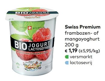 Promoties Swiss premium frambozen- of mangoyoghurt - Swiss Premium - Geldig van 05/06/2019 tot 02/07/2019 bij Bioplanet