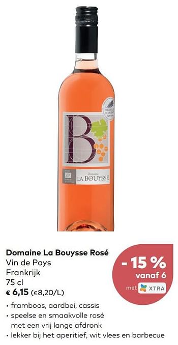 Promoties Domaine la bouysse rosé vin de pays - Rosé wijnen - Geldig van 05/06/2019 tot 02/07/2019 bij Bioplanet