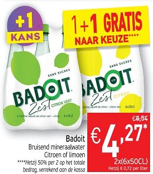 Promotions Badoit bruisend mineraalwater citroen of limoen - Badoit - Valide de 11/06/2019 à 16/06/2019 chez Intermarche
