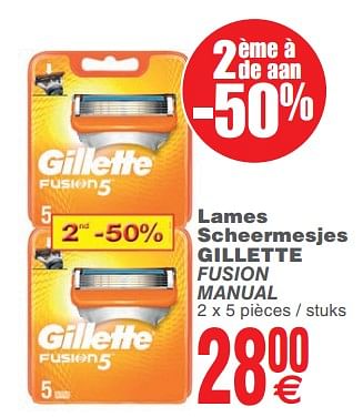 Promoties Lames scheermesjes gillette fusion manual - Gillette - Geldig van 11/06/2019 tot 17/06/2019 bij Cora